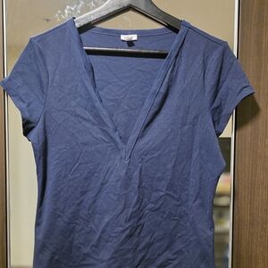 Garage Deep Blue V-Neck Short Sleeve Tee